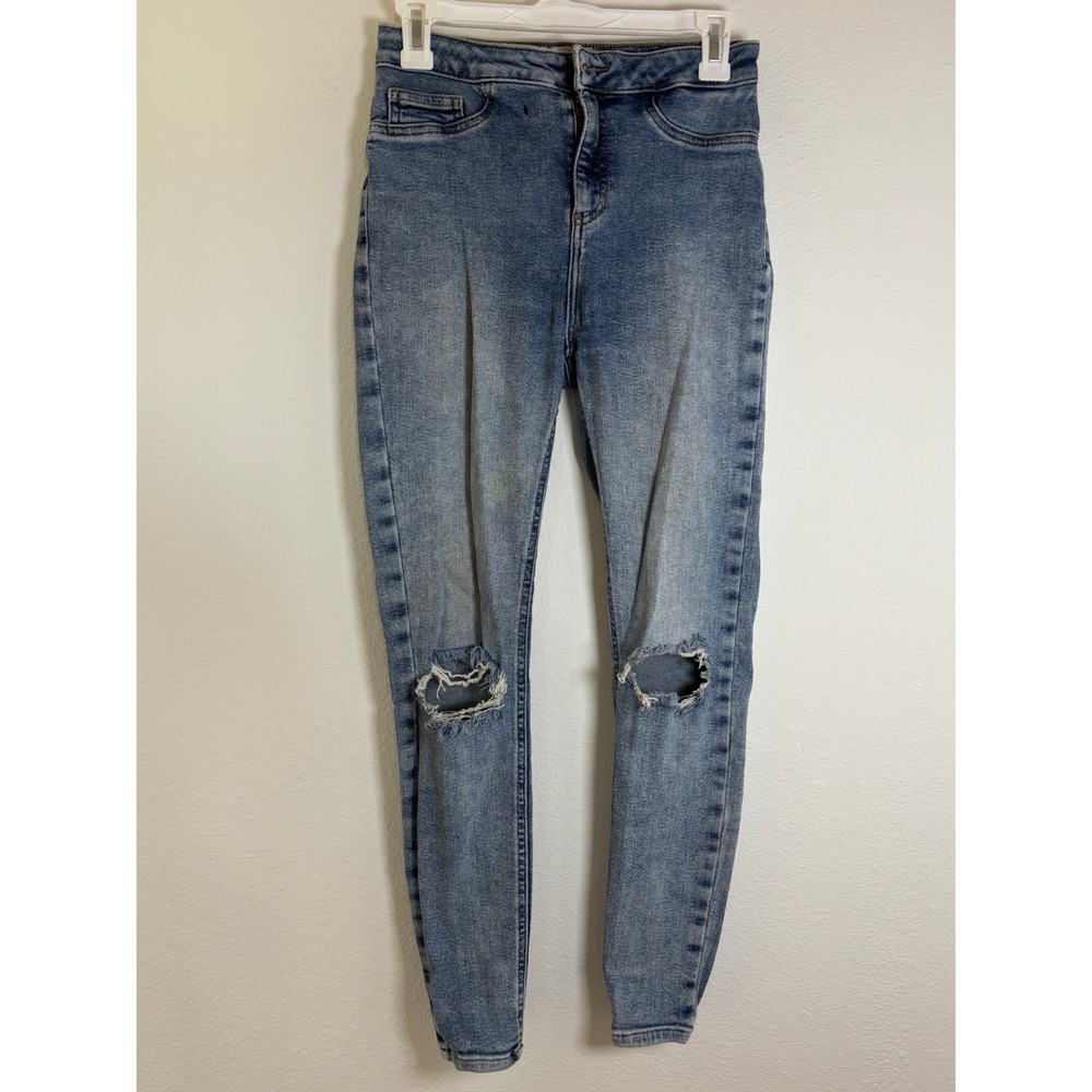 New Look Hallie Super Skinny Distressed High Rise Jeans Medium Wash USA 6